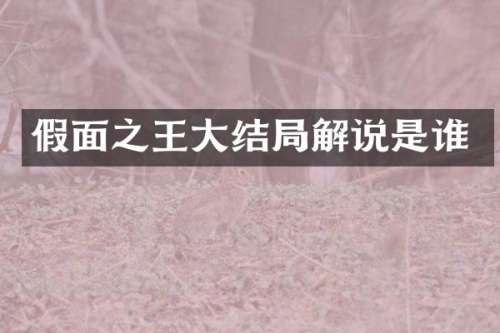 假面之王大结局解说是谁
