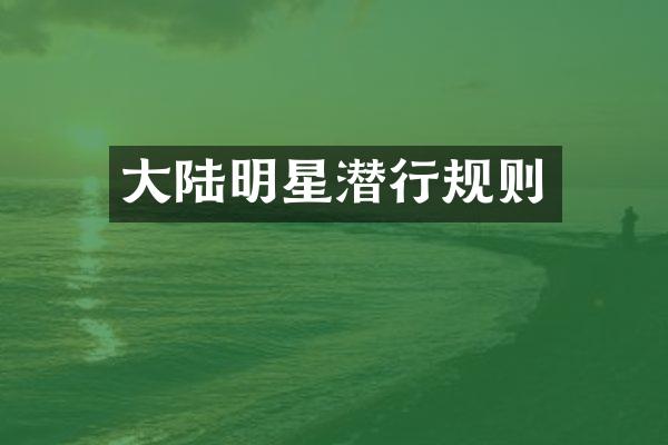 大陆明星潜行规则