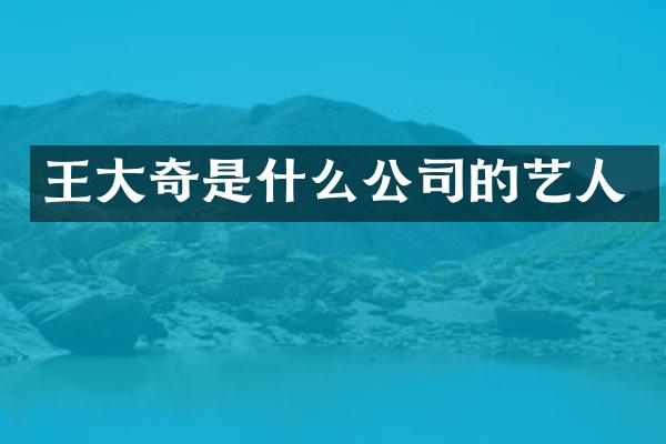 王大奇是什么公司的艺人