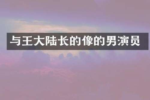 与王大陆长的像的男演员