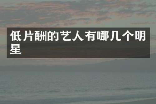 低片酬的艺人有哪几个明星