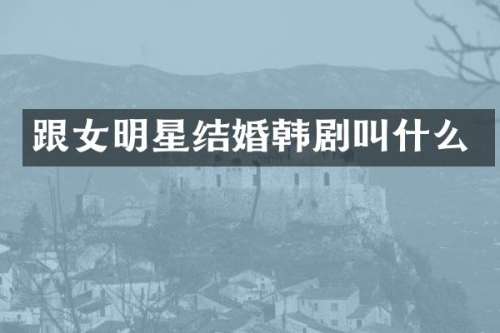 跟女明星结婚韩剧叫什么