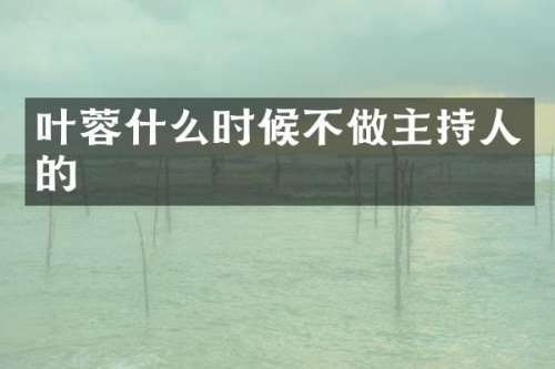 叶蓉什么时候不做主持人的