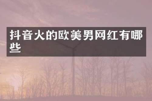 抖音火的欧美男网红有哪些