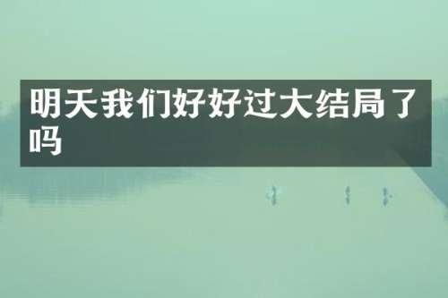 明天我们好好过大结局了吗