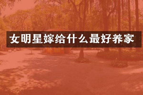 女明星嫁给什么最好养家