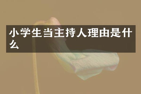 小学生当主持人理由是什么