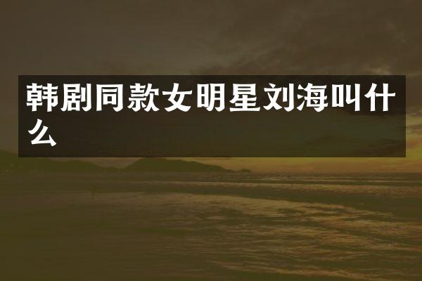 韩剧同款女明星刘海叫什么