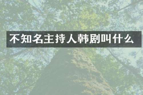不知名主持人韩剧叫什么
