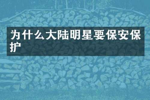 为什么大陆明星要保安保护