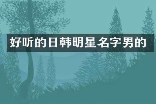 好听的日韩明星名字男的