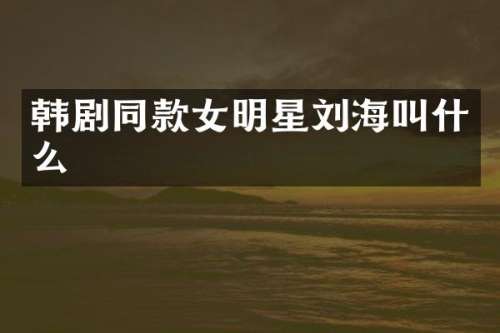 韩剧同款女明星刘海叫什么