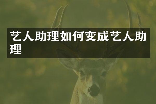 艺人助理如何变成艺人助理
