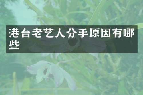 港台老艺人分手原因有哪些