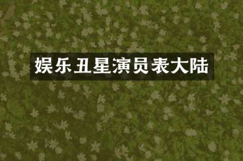 娱乐丑星演员表大陆