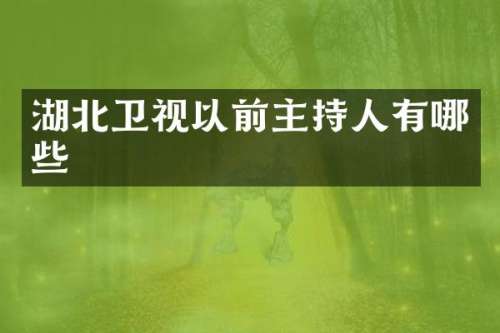湖北卫视以前主持人有哪些