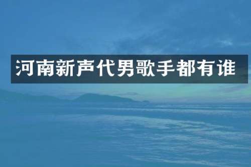 河南新声代男歌手都有谁