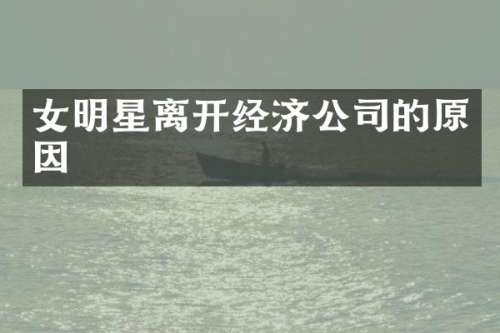 女明星离开经济公司的原因