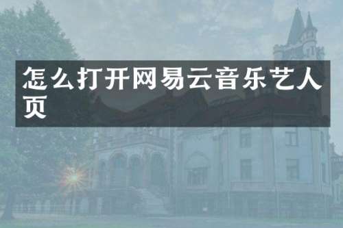 怎么打开网易云音乐艺人页