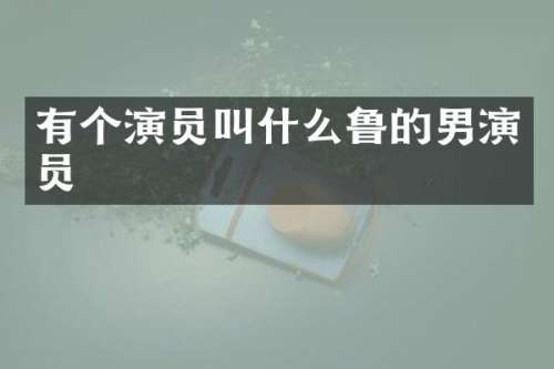 有个演员叫什么鲁的男演员