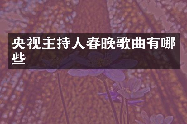 央视主持人歌曲有哪些
