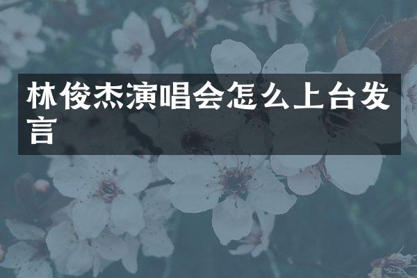 林俊杰演唱会怎么上台发言