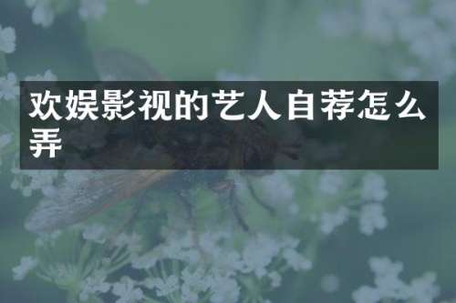 欢娱影视的艺人自荐怎么弄