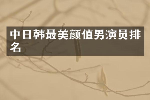 中日韩最美颜值男演员排名