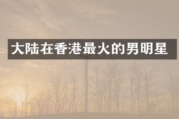 大陆在香港最火的男明星