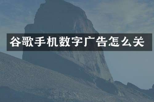 谷歌手机数字广告怎么关
