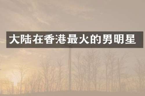 大陆在香港最火的男明星