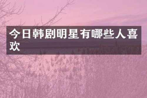 今日韩剧明星有哪些人喜欢