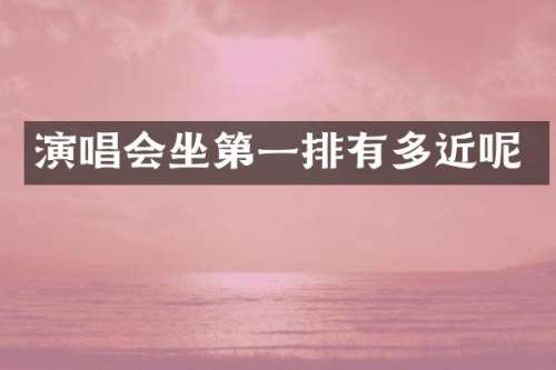 演唱会坐第一排有多近呢