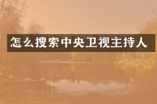 怎么搜索中央卫视主持人