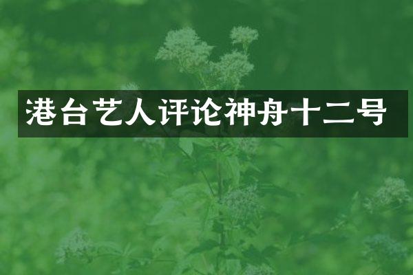 港台艺人评论神舟十二号