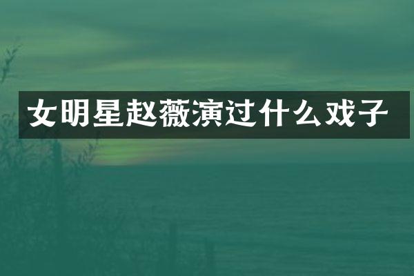女明星赵薇演过什么戏子