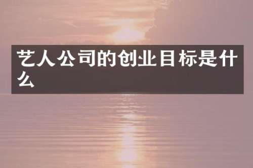 艺人公司的创业目标是什么