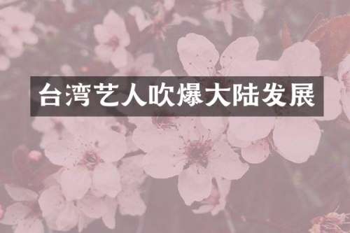 台湾艺人吹爆大陆发展