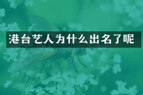 港台艺人为什么出名了呢