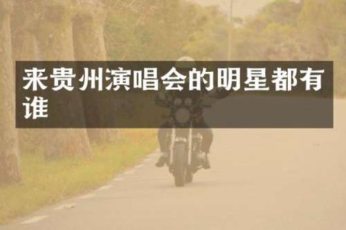 来贵州演唱会的明星都有谁
