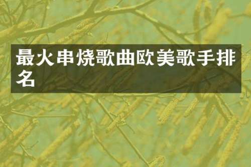 最火串烧歌曲欧美歌手排名