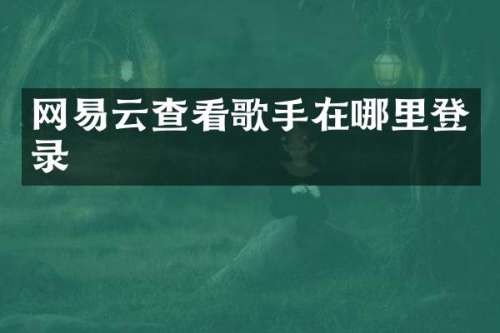 网易云查看歌手在哪里登录