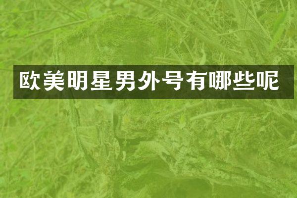 欧美明星男外号有哪些呢