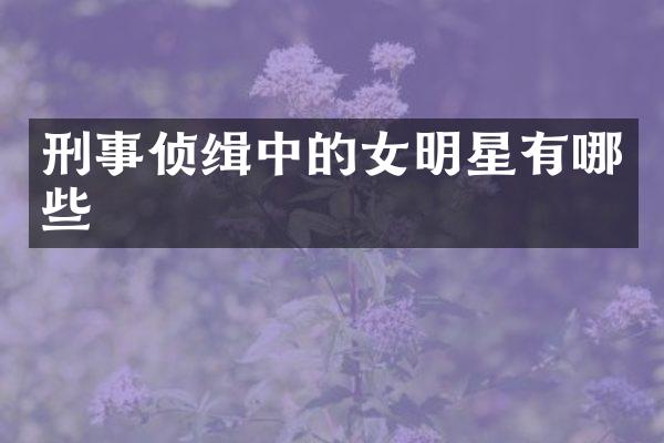 刑事侦缉中的女明星有哪些