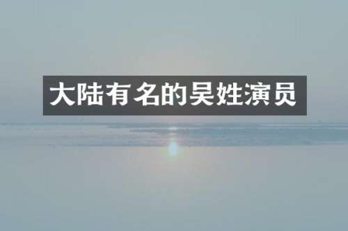 大陆有名的吴姓演员