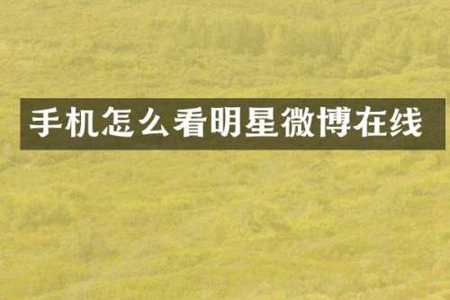 手机怎么看明星微博在线