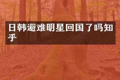 日韩避难明星回国了吗知乎