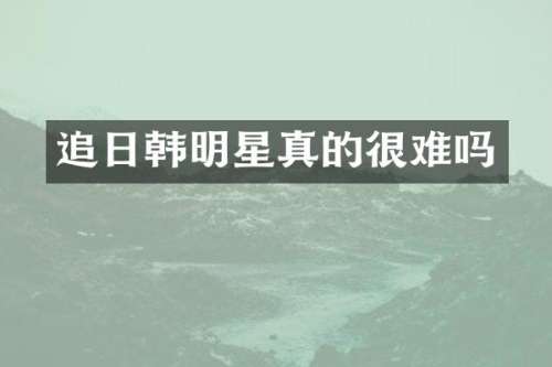追日韩明星真的很难吗
