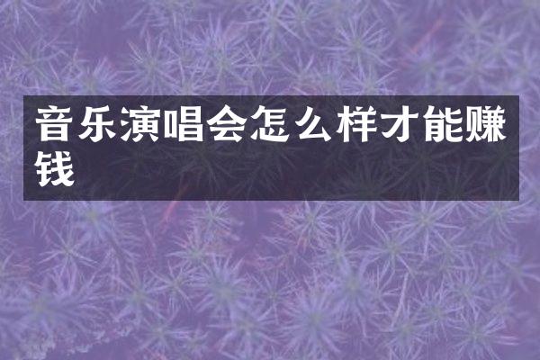 音乐演唱会怎么样才能赚钱