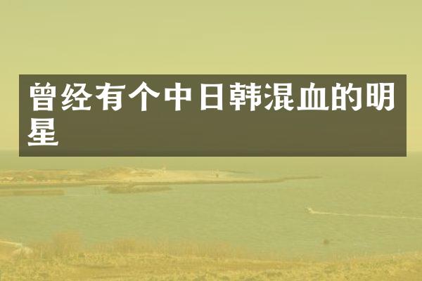 曾经有个中日韩混血的明星